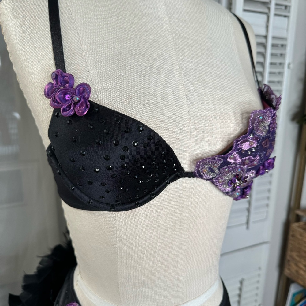 SOLD Showgirl Burlesque Costume lingerie with feather bustle - Picture 8 of 10